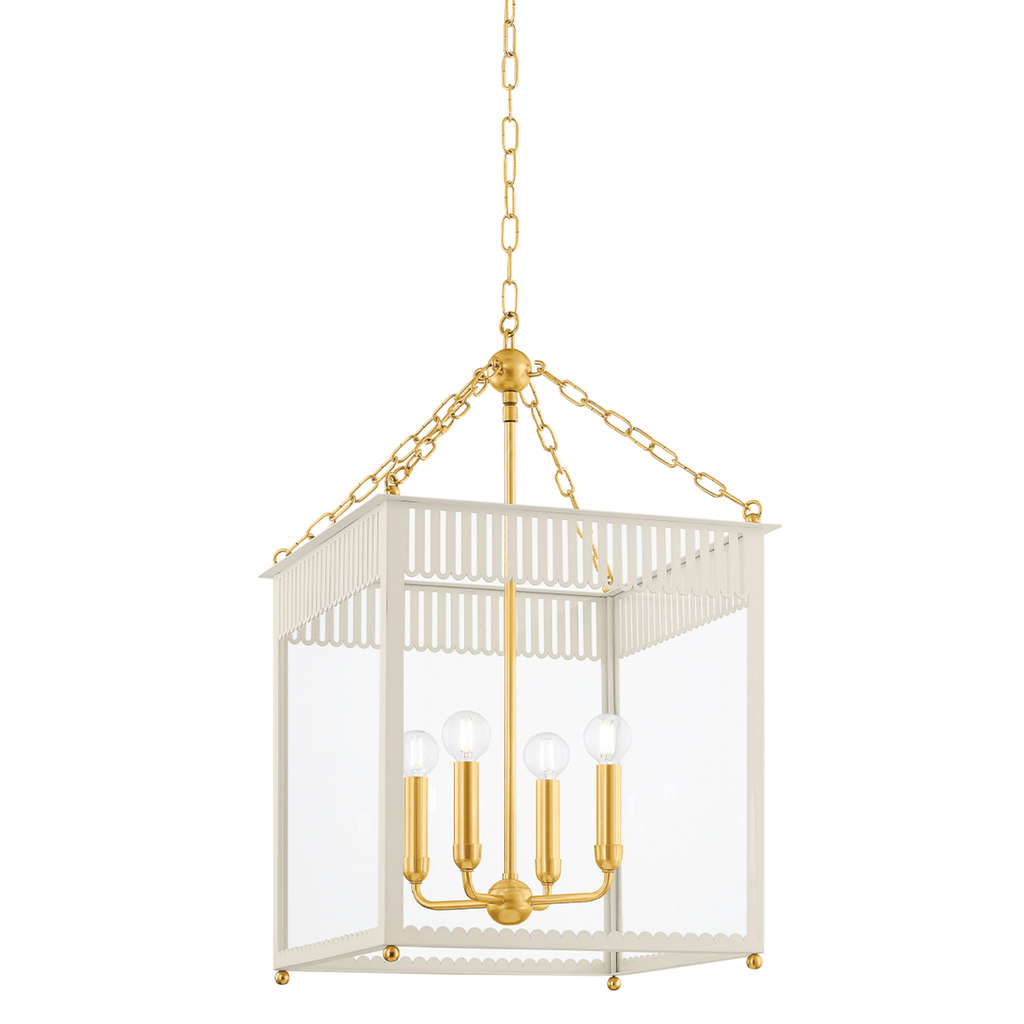 Rosalie Traditional Box Lantern Chandelier in Soft White Finish - The Well Appointed House