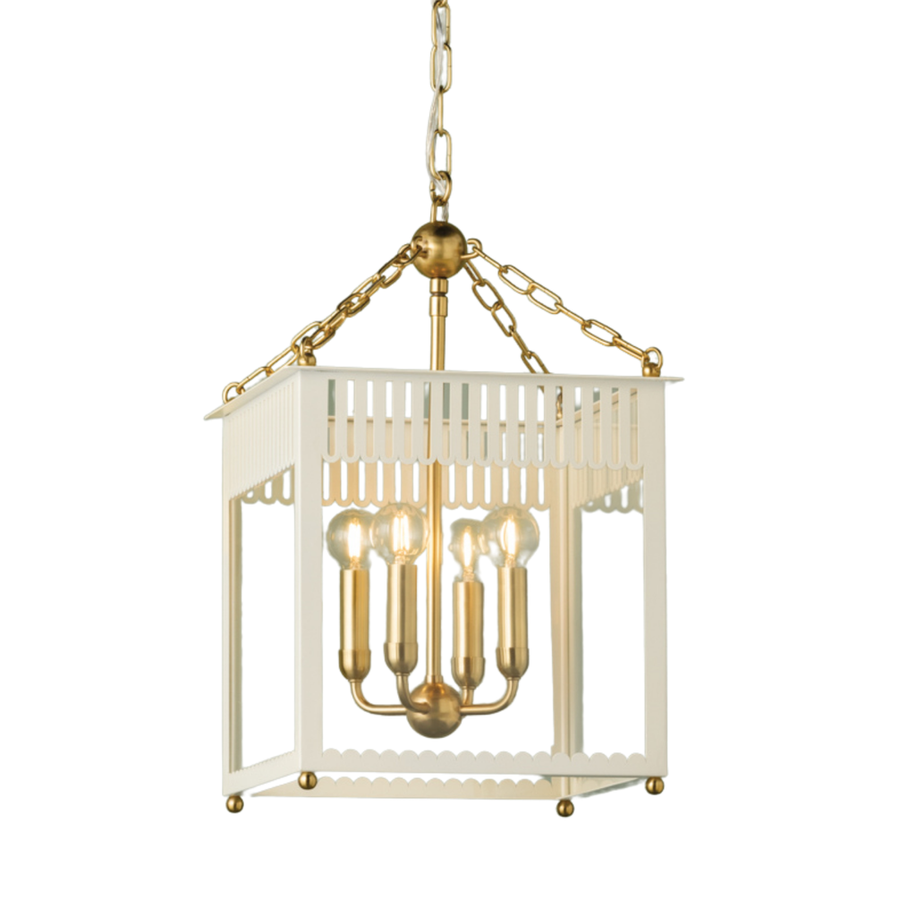 Rosalie Traditional Box Lantern Chandelier in Soft White Finish - The Well Appointed House