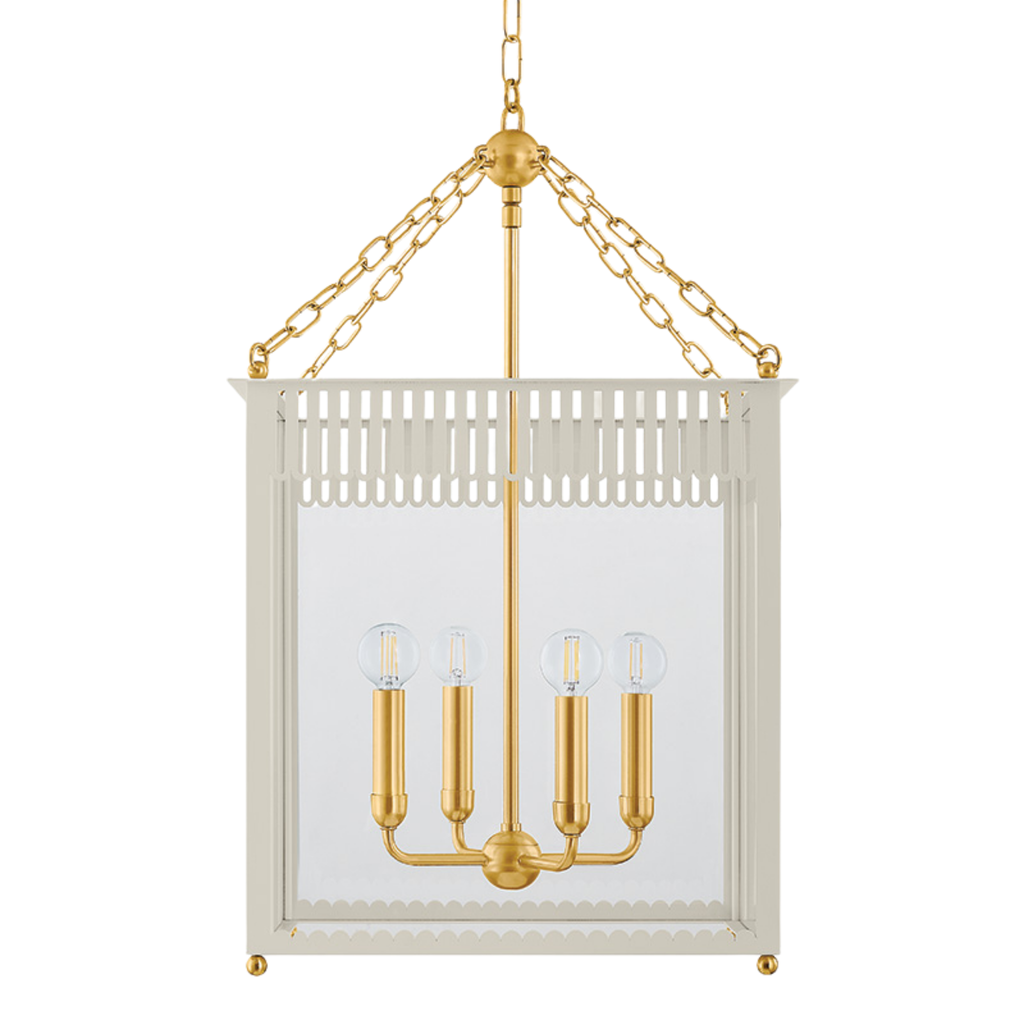 Rosalie Traditional Box Lantern Chandelier in Soft White Finish - The Well Appointed House