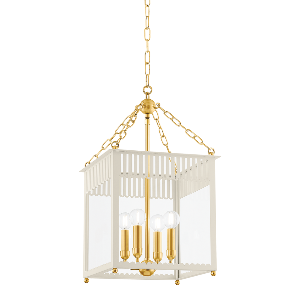 Small Rosalie Traditional Box Lantern Chandelier in Soft White Finish - The Well Appointed House