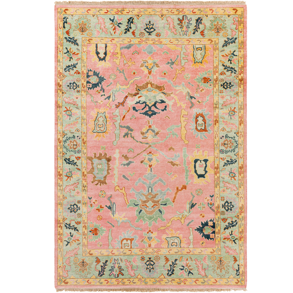 Hillcrest Pink and Seafoam Handmade Area Rug - Available in a Variety of Sizes - The Well Appointed House