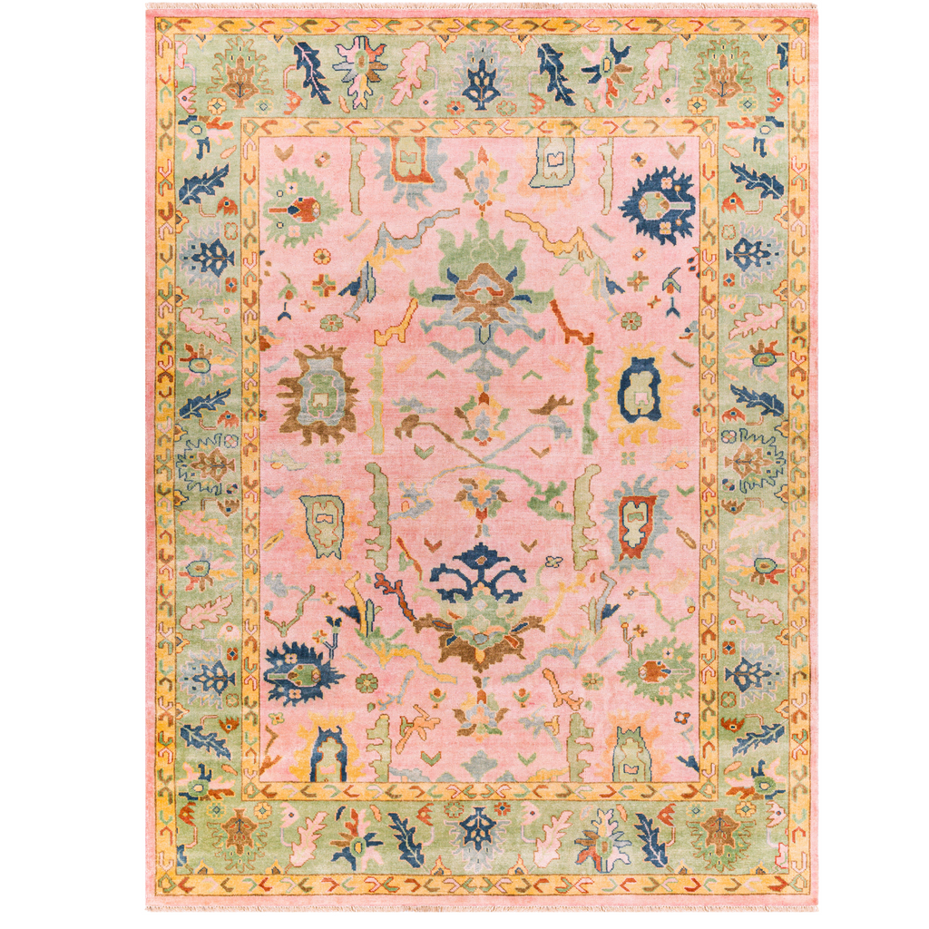 Hillcrest Pink and Seafoam Handmade Area Rug - Available in a Variety of Sizes - The Well Appointed House