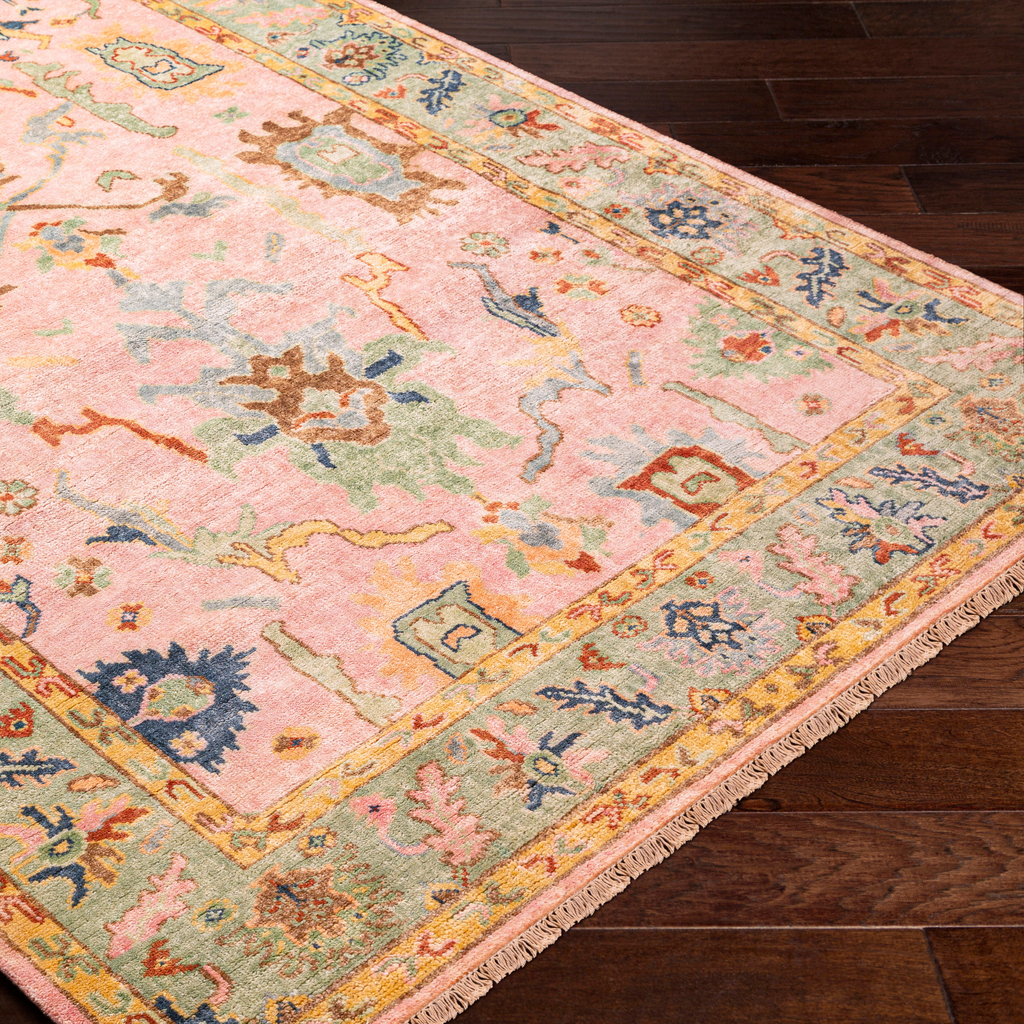 Hillcrest Pink and Seafoam Handmade Area Rug - Available in a Variety of Sizes - The Well Appointed House