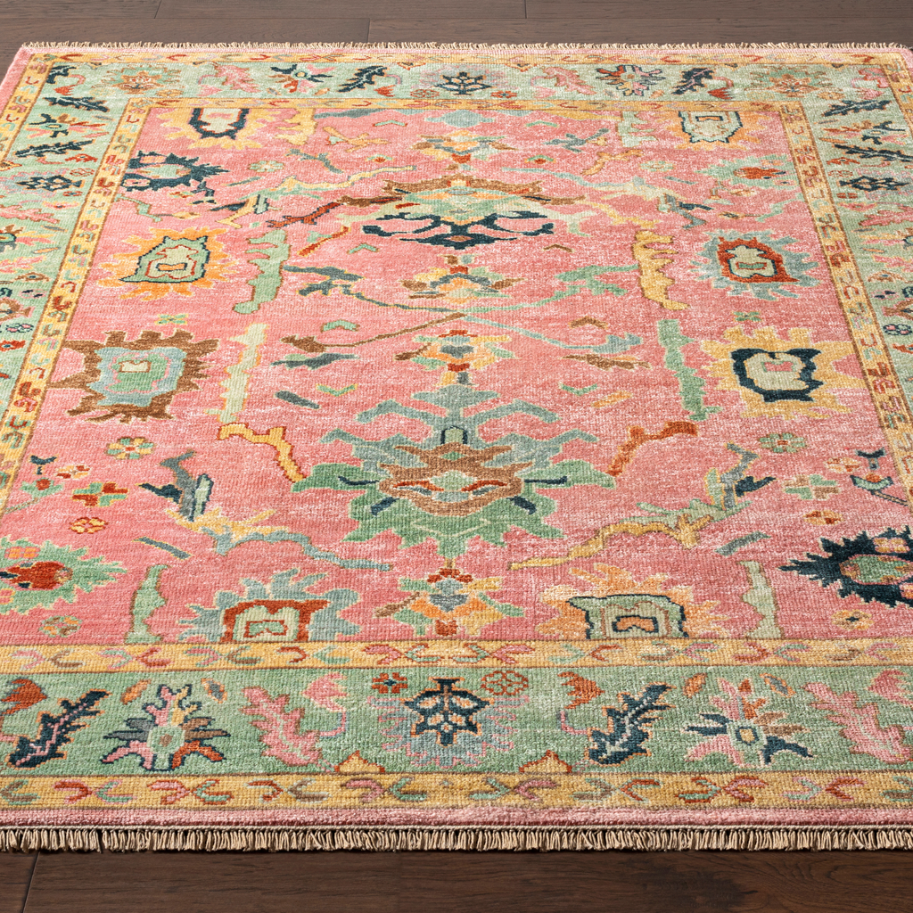 Hillcrest Pink and Seafoam Handmade Area Rug - Available in a Variety of Sizes - The Well Appointed House