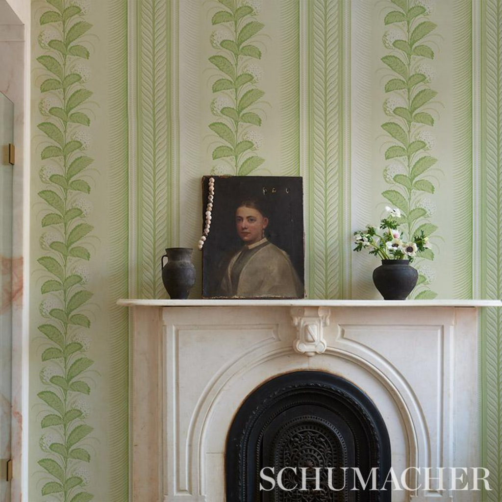 Hydrangea Drape in Green Wallpaper - The Well Appointed House