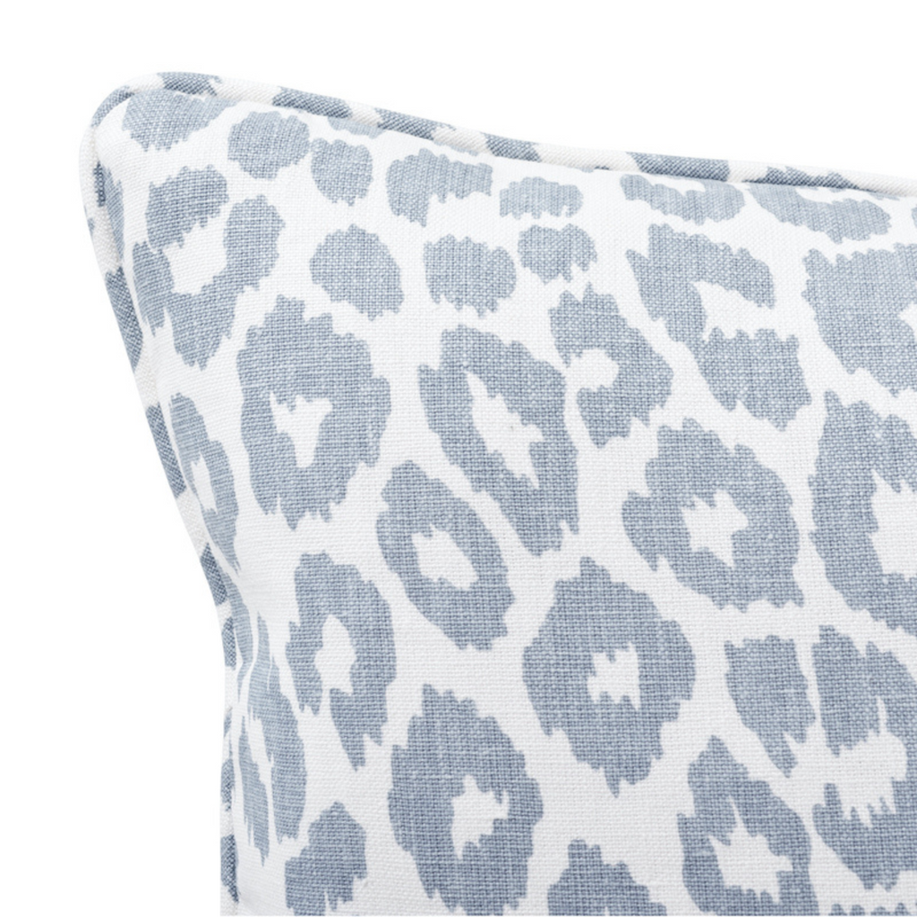 Iconic Sky Blue Leopard 22" Linen Throw Pillow - The Well Appointed House