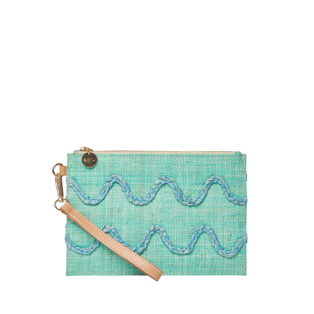 Irma Straw Pouch Wristlet Bag in Green - The Well Appointed House