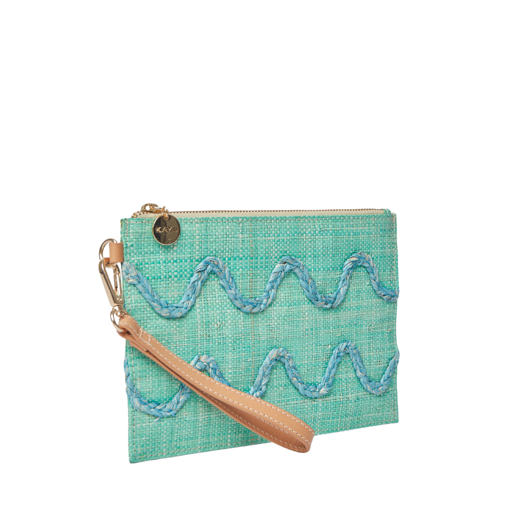 Irma Straw Pouch Wristlet Bag in Green - The Well Appointed House