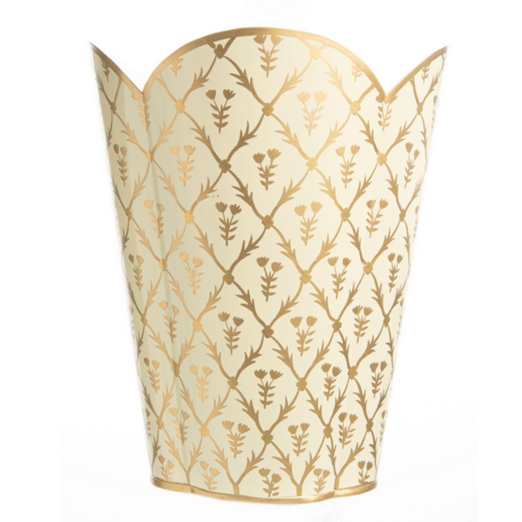 Ivory & Gold Tulip Wastepaper Basket - The Well Appointed House