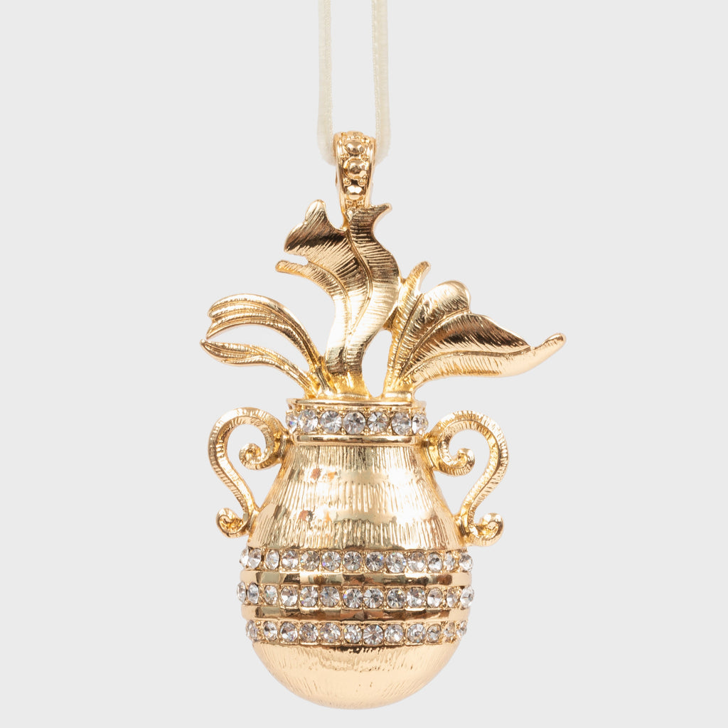 Aquarius Gold Hanging Christmas Ornament With Velvet Ribbon - The Well Appointed House