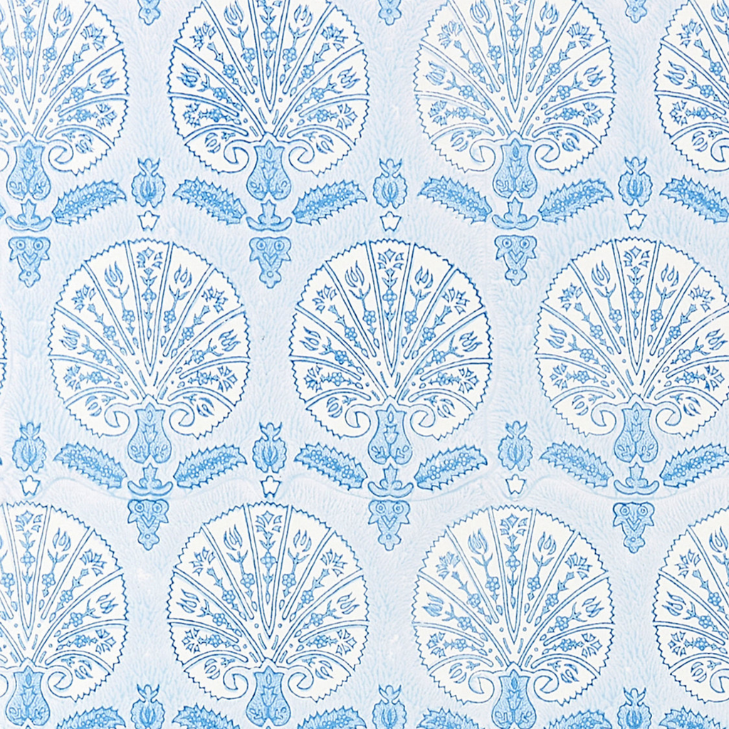 Karanfil Blockprint Wallpaper in Sky-THEWELLAPPOINTEDHOUSE