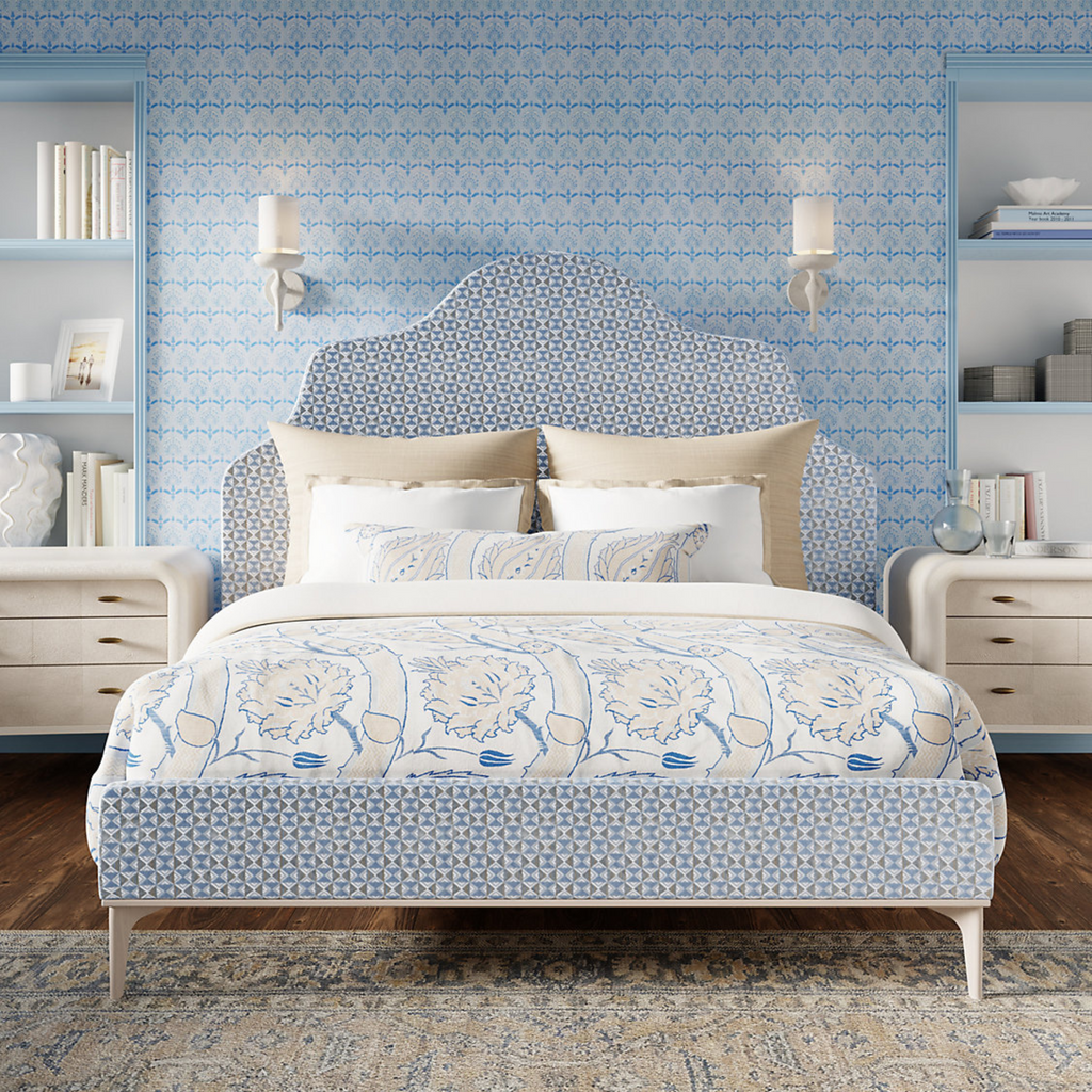 Karanfil Blockprint Wallpaper in Sky-THEWELLAPPOINTEDHOUSE