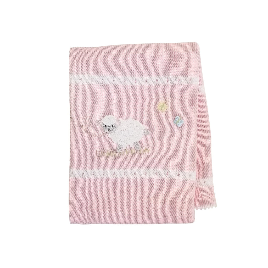 Lamb Baby Blanket in Pink - The Well Appointed Hoouse