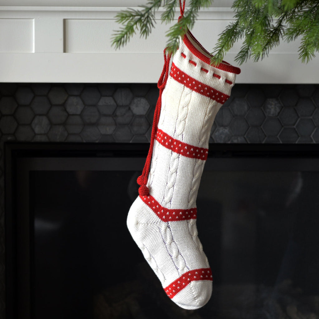 Cable-Knit Stocking with Laced Top - The Well Appointed House