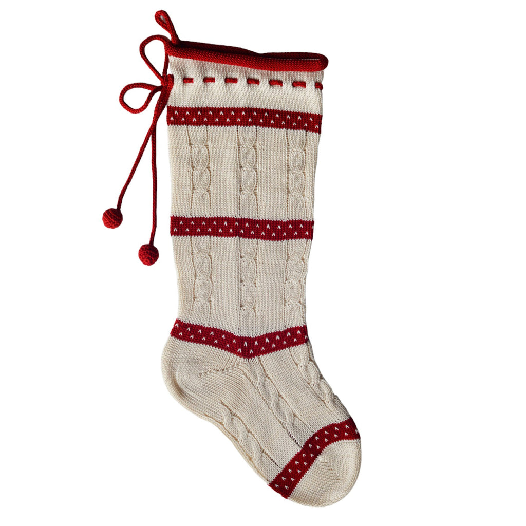 Cable-Knit Stocking with Laced Top - The Well Appointed House