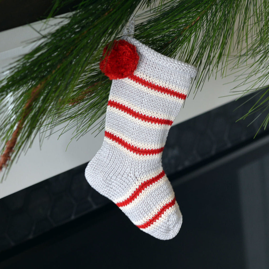 Mini Candy Stripe Stocking in Grey - The Well Appointed House