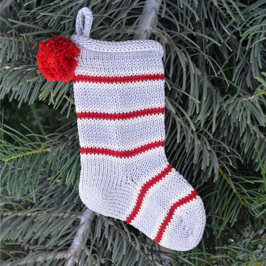 Mini Candy Stripe Stocking in Grey - The Well Appointed House