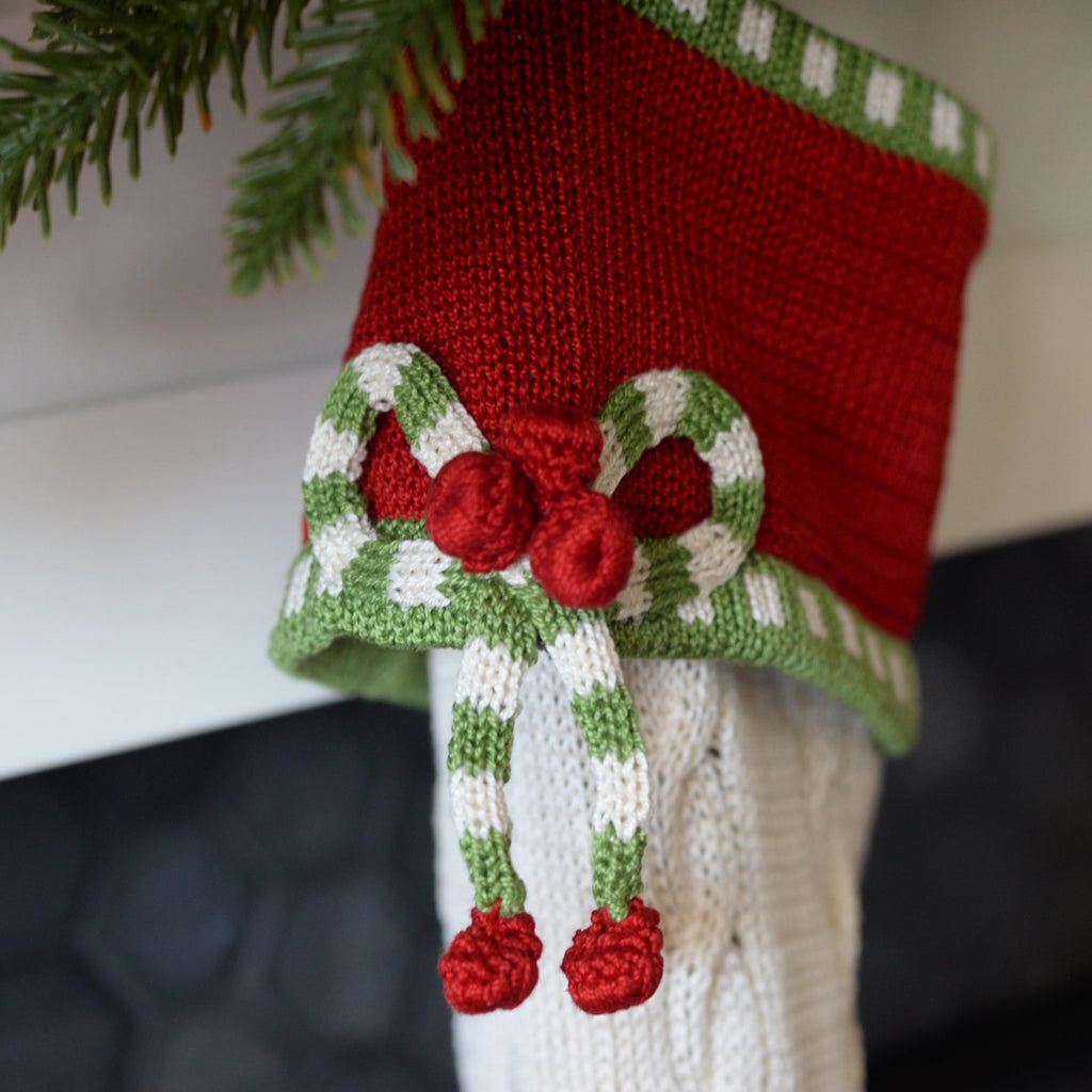 Cable-Knit Bow Stocking - The Well Appointed House