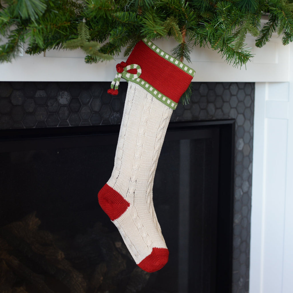 Cable-Knit Bow Stocking - The Well Appointed House