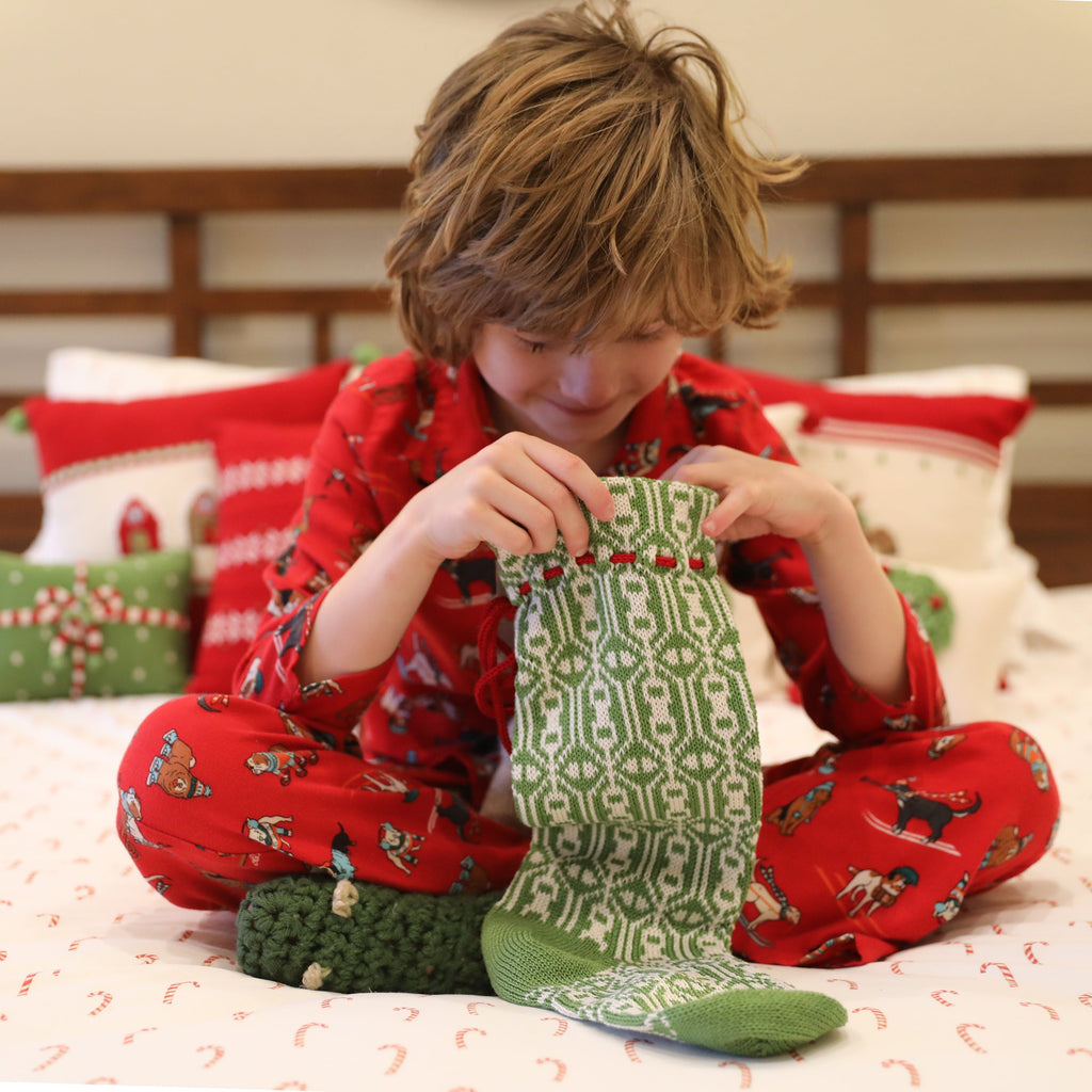 Green Patterned Stocking - The Well Appinted House