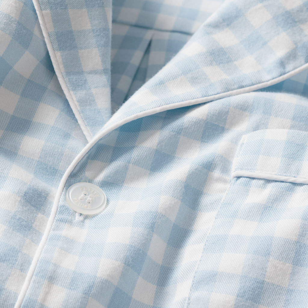 Kid's Twill Pajama Set in Light Blue Gingham - The Well Appointed House