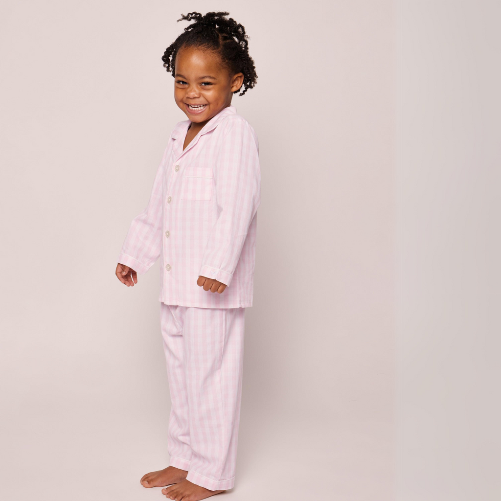 Kid's Twill Pajama Set in Pink Gingham - The Well Appointed House