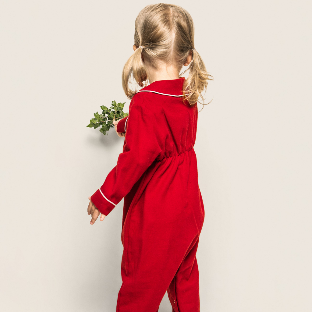 Baby's Flannel Cambridge Romper in Red - The Well Appointed House