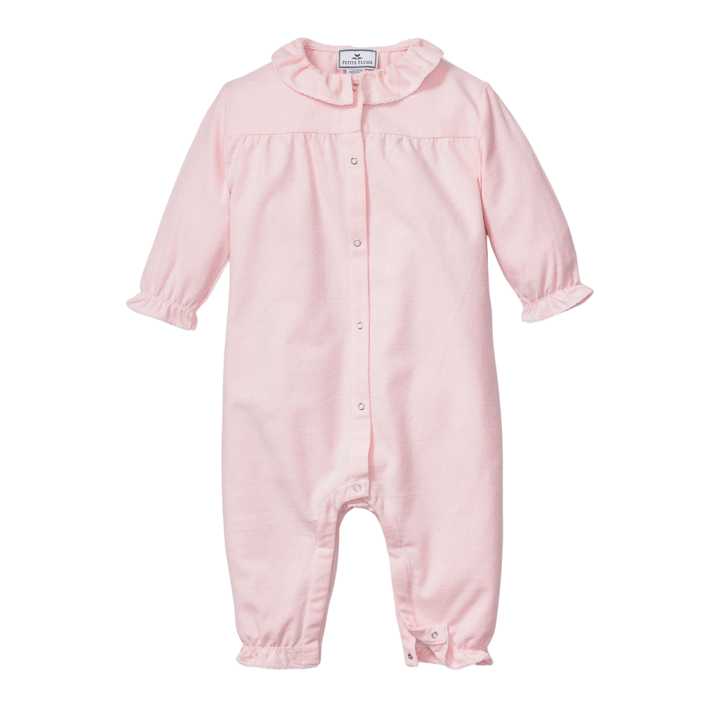 Baby's Flannel Madeline Romper in Pink - The Well Appointed House