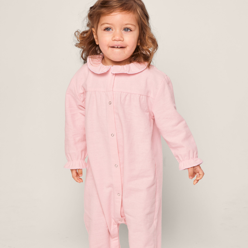 Baby's Flannel Madeline Romper in Pink - The Well Appointed House