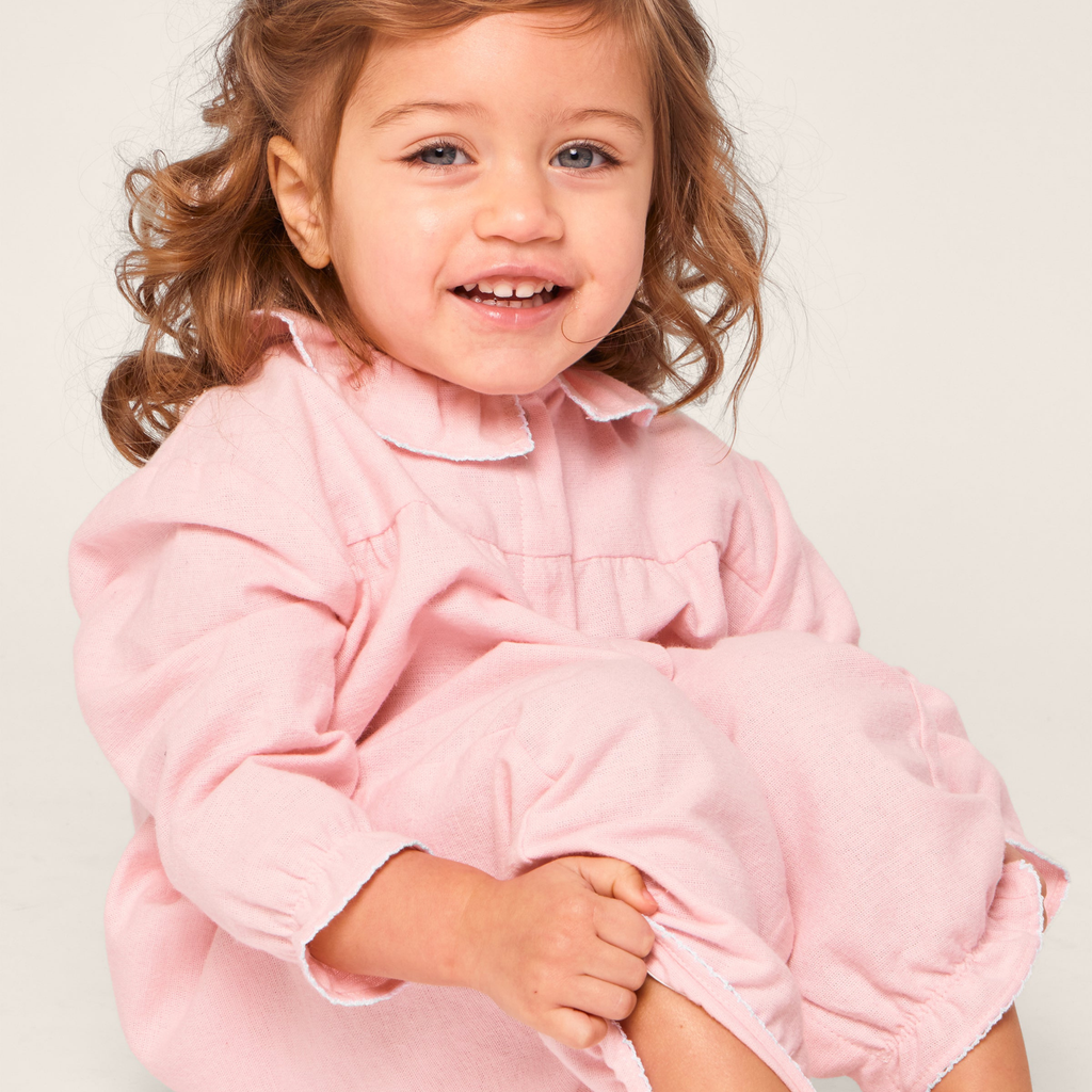 Baby's Flannel Madeline Romper in Pink - The Well Appointed House