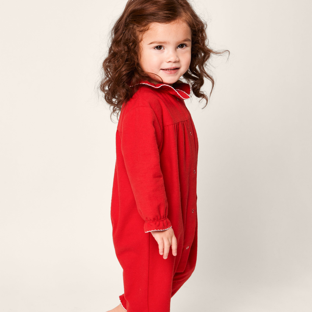 Baby's Flannel Madeline Romper in Red - The Well Appointed House