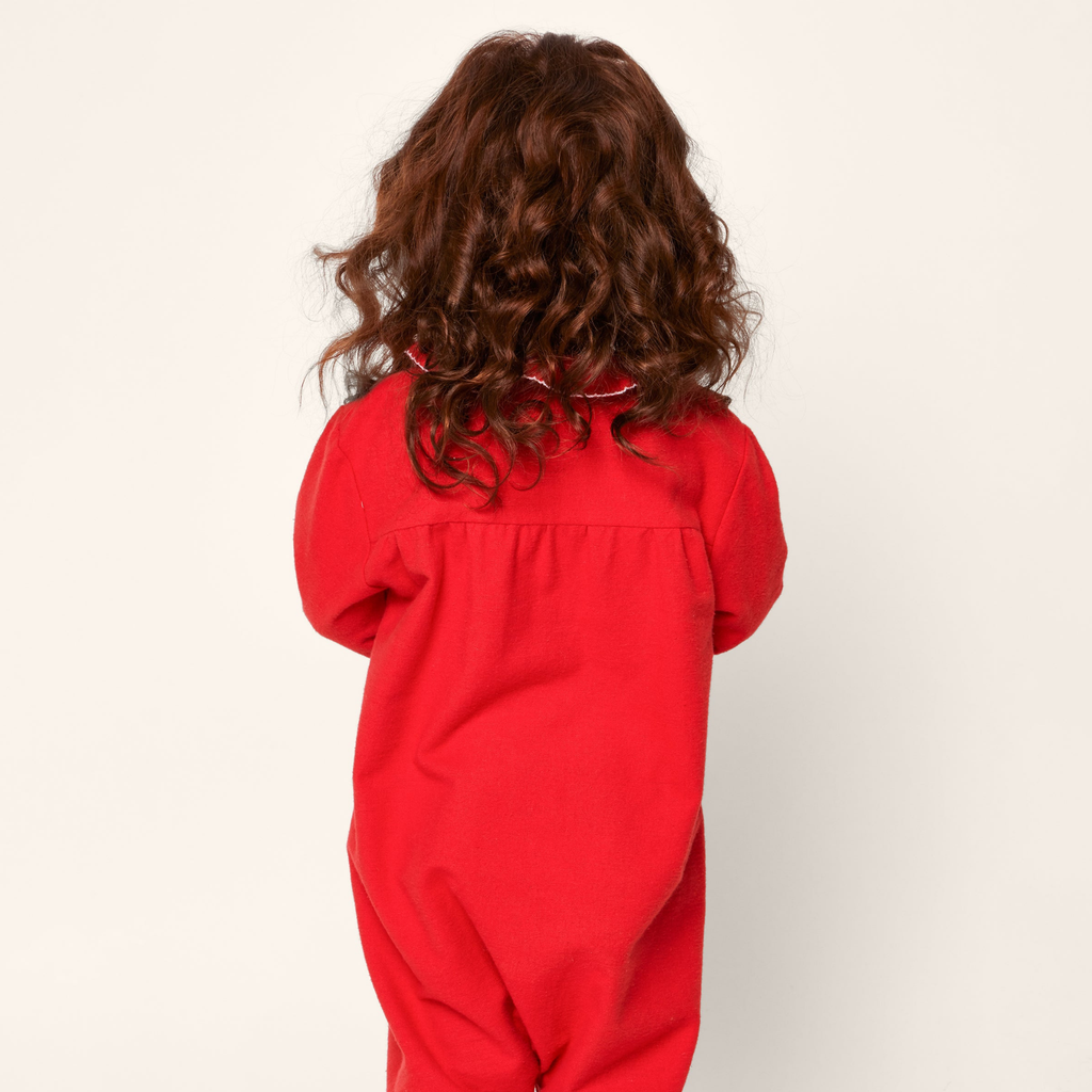 Baby's Flannel Madeline Romper in Red - The Well Appointed House