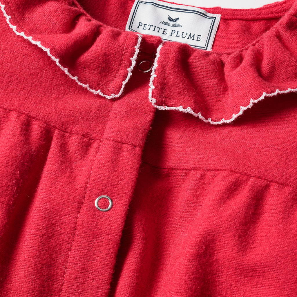 Baby's Flannel Madeline Romper in Red - The Well Appointed House