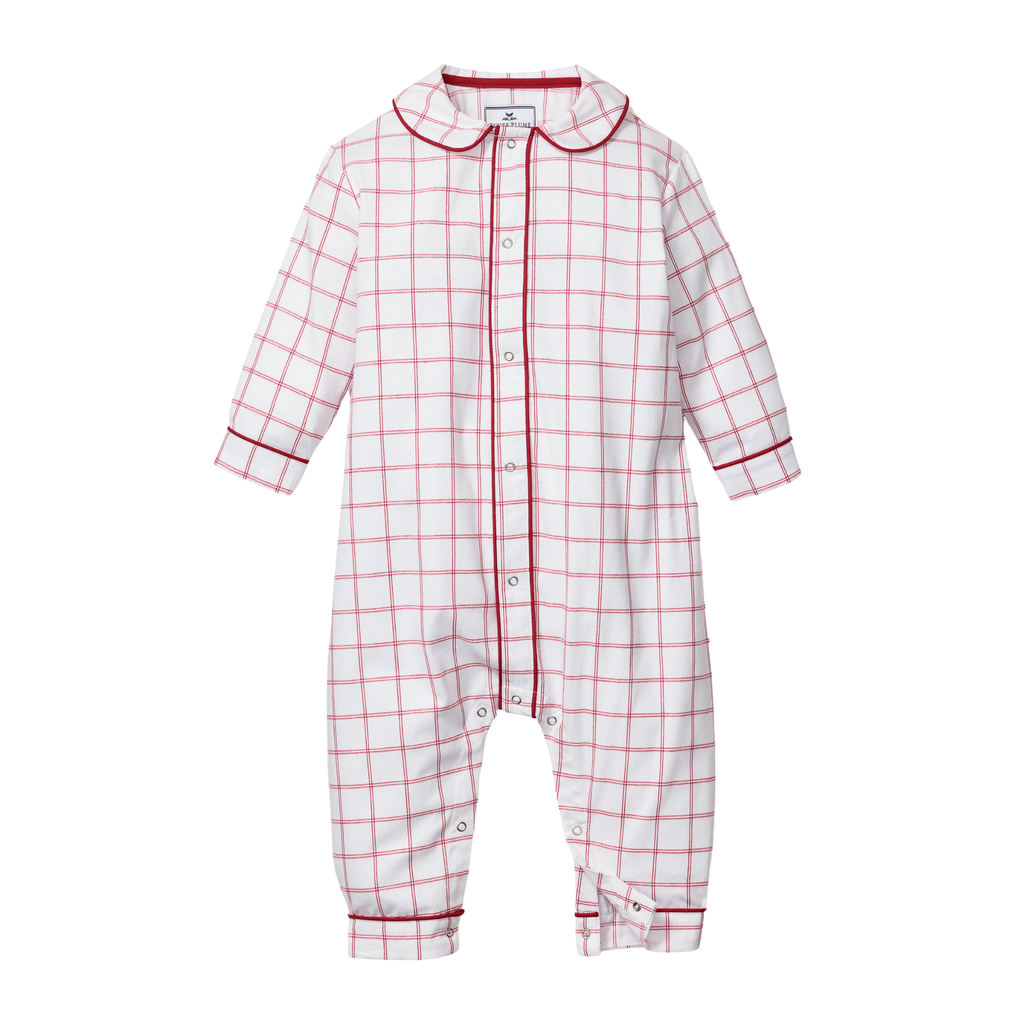 Baby's Twill Cambridge Romper in Garnet Tattersall - The Well Appointed House 