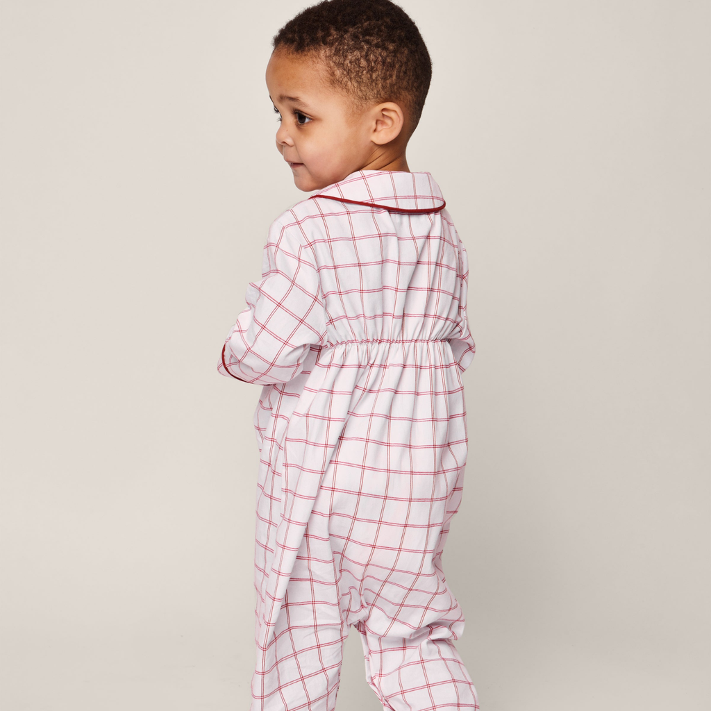 Baby's Twill Cambridge Romper in Garnet Tattersall - The Well Appointed House 