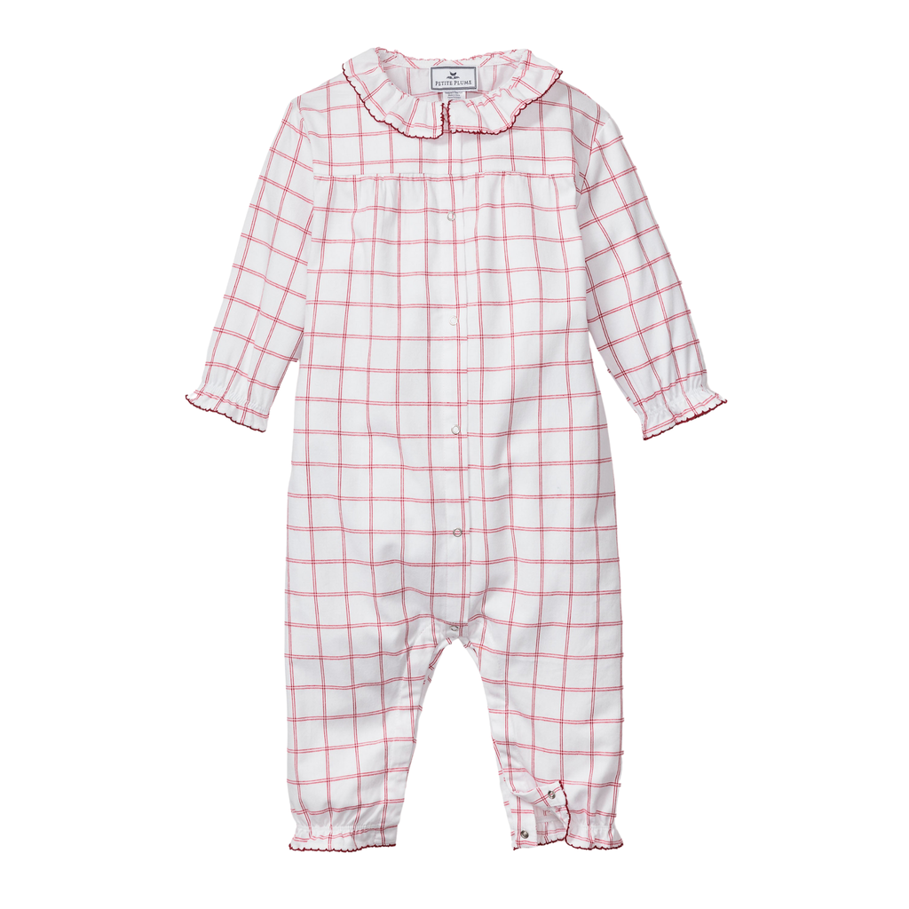 Baby's Twill Madeline Romper in Garnet Tattersall - The Well Appointed House