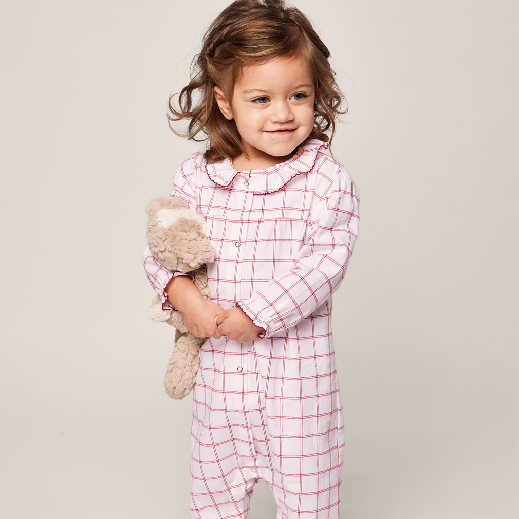 Baby's Twill Madeline Romper in Garnet Tattersall - The Well Appointed House