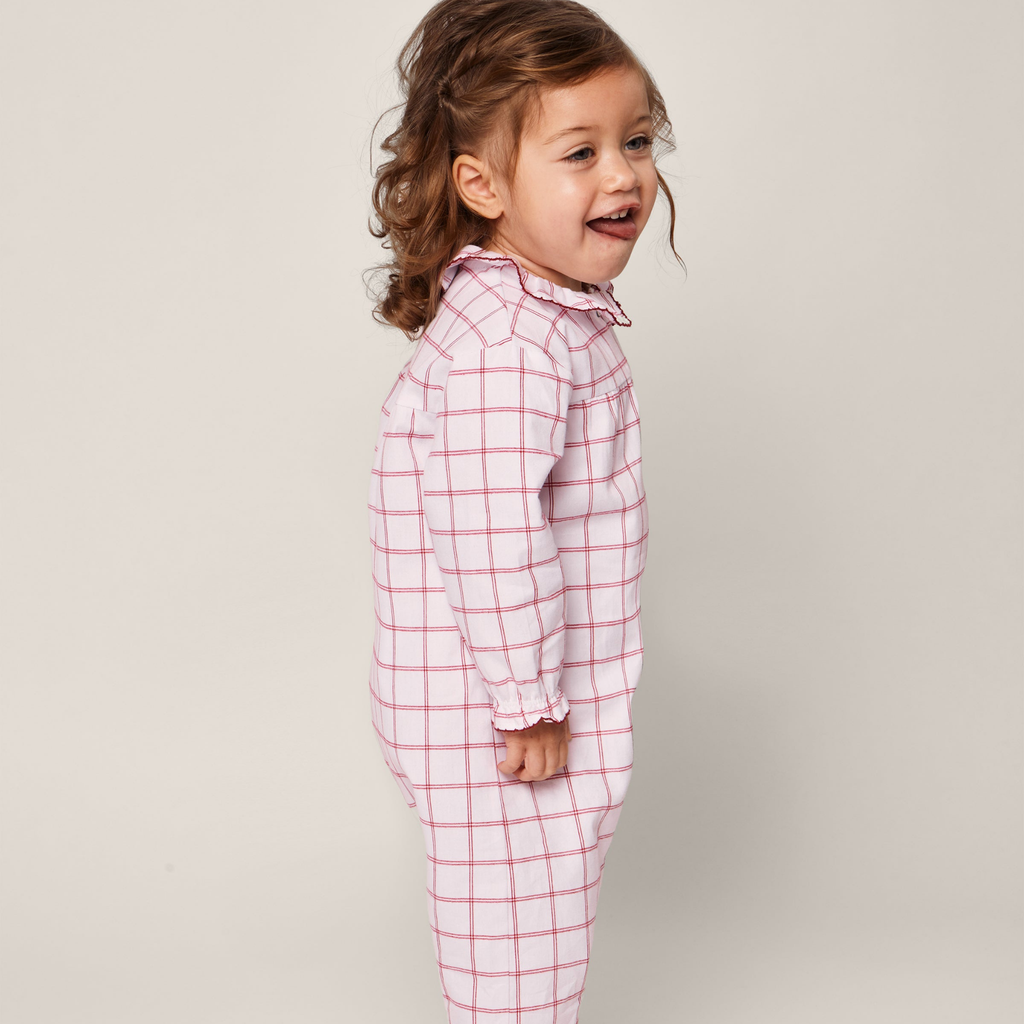 Baby's Twill Madeline Romper in Garnet Tattersall - The Well Appointed House