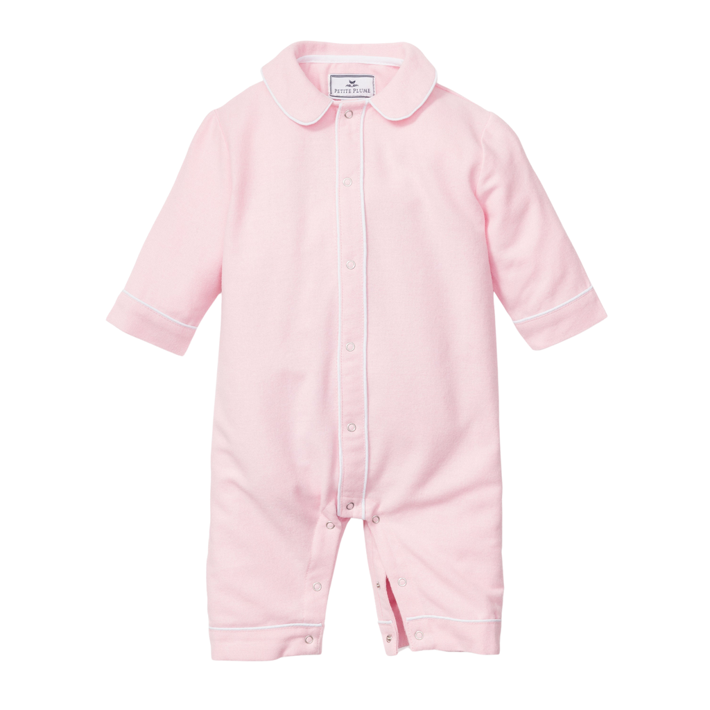 Baby's Flannel Cambridge Romper in Pink - The Well Appointed House