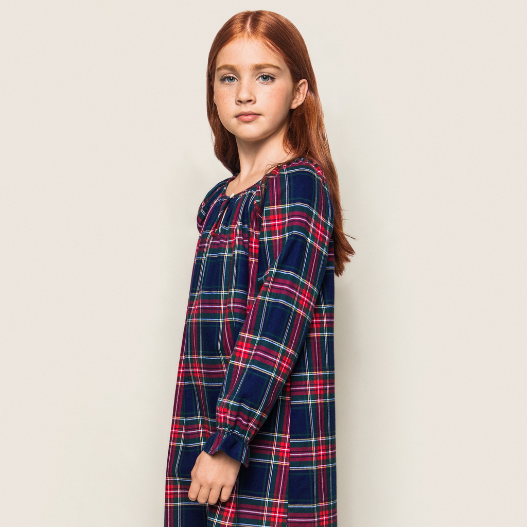 Girl's Brushed Cotton Delphine Nightgown in Windsor Tartan - The Well Appointed House