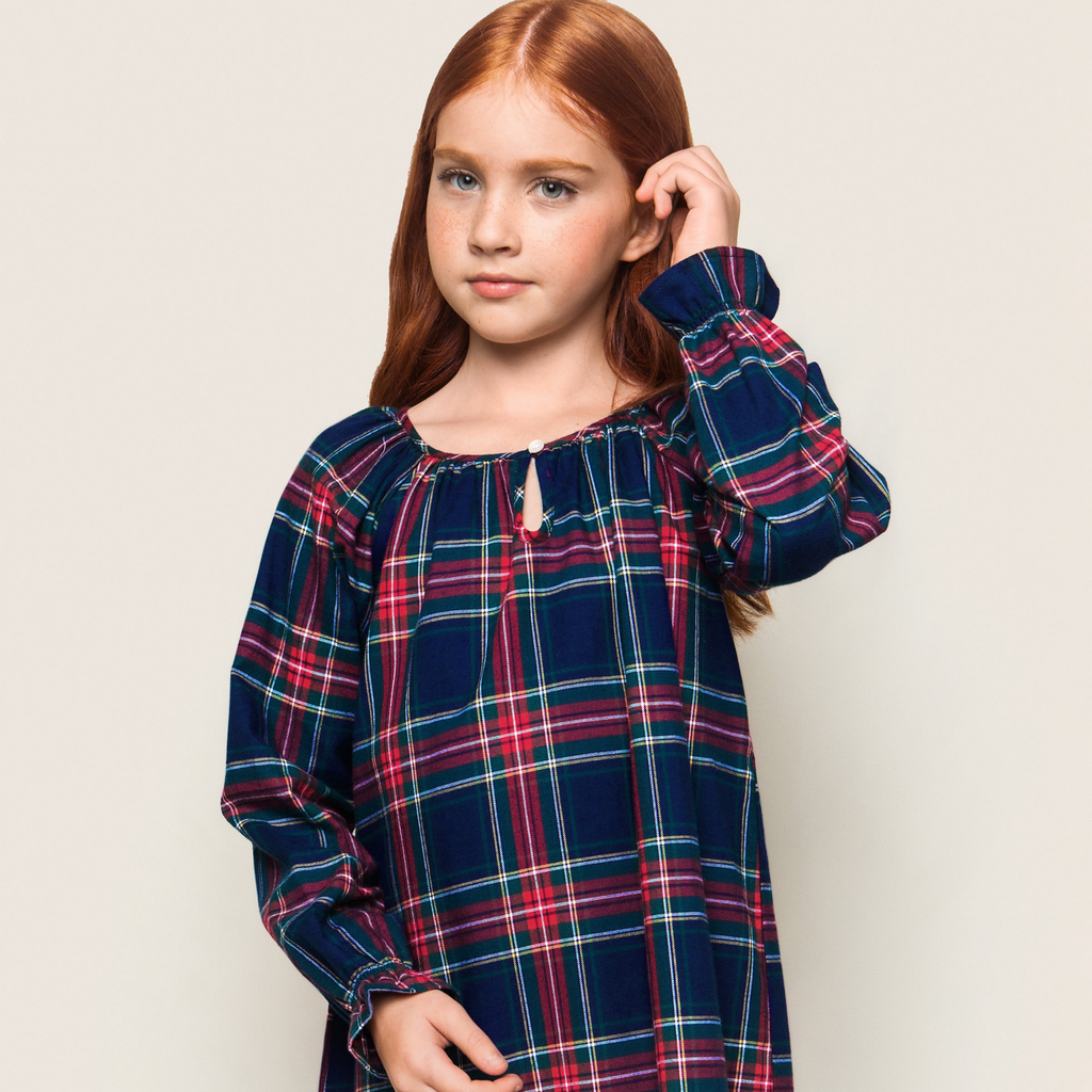 Girl's Brushed Cotton Delphine Nightgown in Windsor Tartan - The Well Appointed House