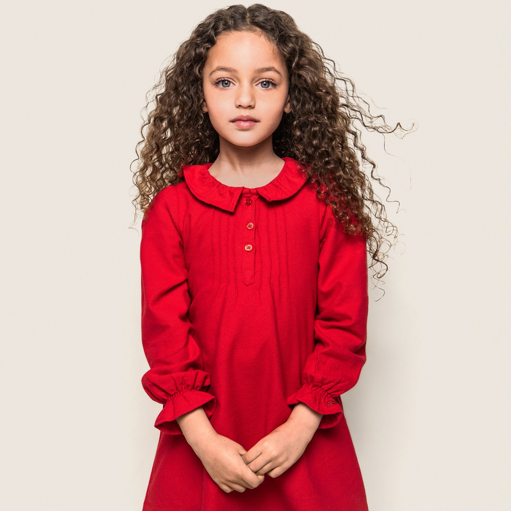 Girl's Flannel Victoria Nightgown in Red - The Well Appointed House