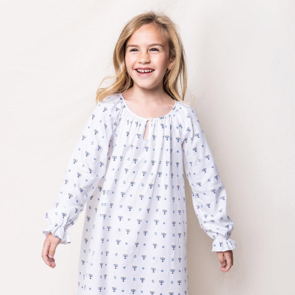 Girl's Twill Delphine Nightgown in Happy Hanukkah - The Well Appointed House