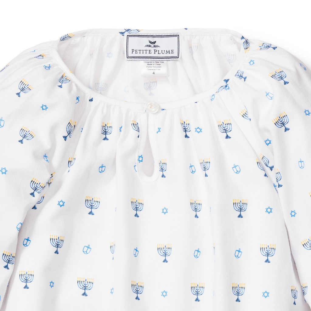 Girl's Twill Delphine Nightgown in Happy Hanukkah - The Well Appointed House