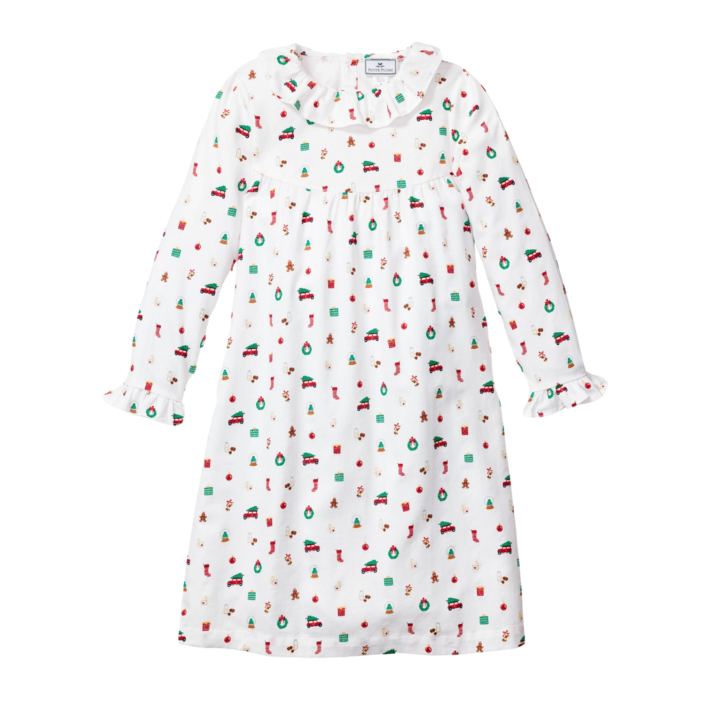 Girl's Twill Scarlett Nightgown in Winter Nostalgia - The Well Appointed House