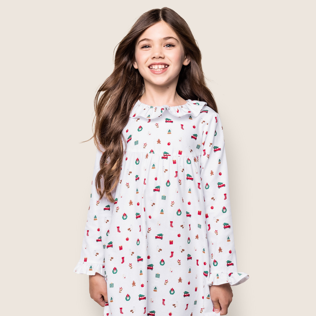 Girl's Twill Scarlett Nightgown in Winter Nostalgia - The Well Appointed House