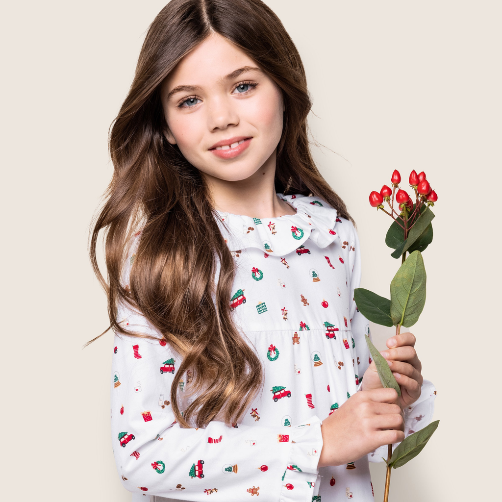 Girl's Twill Scarlett Nightgown in Winter Nostalgia - The Well Appointed House