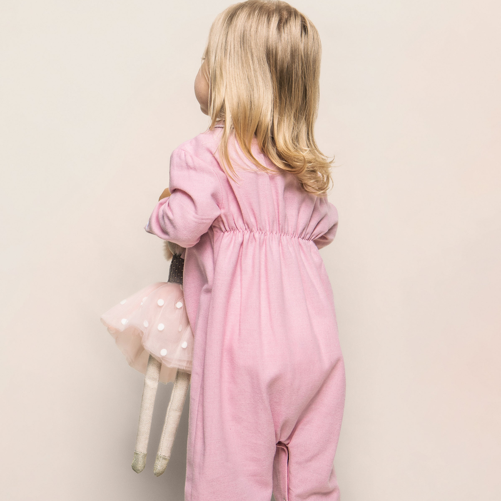 Baby's Flannel Cambridge Romper in Pink - The Well Appointed House