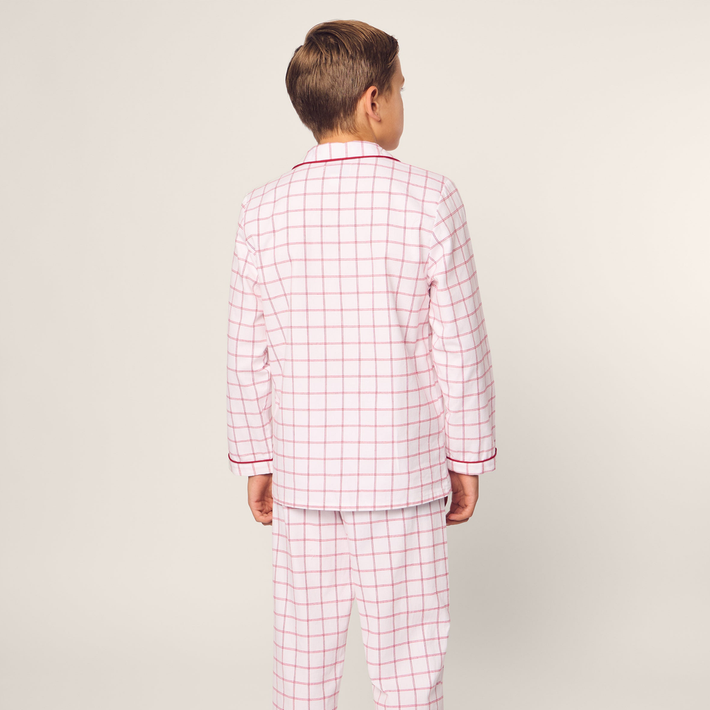 Kid's Twill Pajama Set in Garnet Tattersall - The Well Appointed House