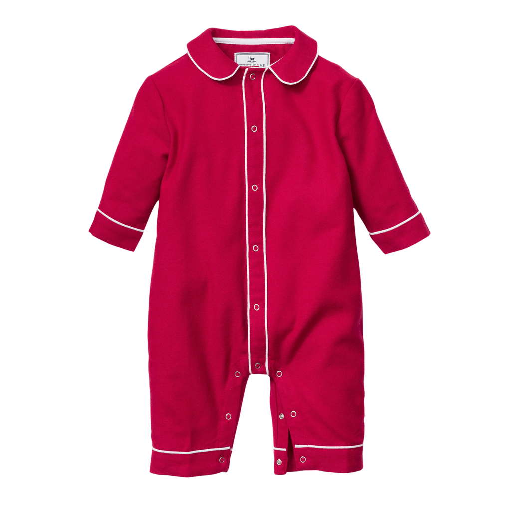 Baby's Flannel Cambridge Romper in Red - The Well Appointed House